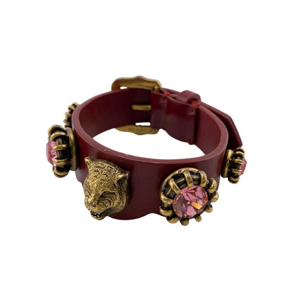 GUCCI Tiger Head Jeweled Bracelet Bangle for Women, Red - Picture 1 of 10